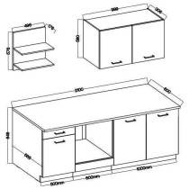 Cuisine complete PREGO - L 210 cm - Décor gris Graphit - Plan de trav