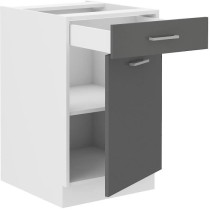 Meuble bas cuisine - 1 Porte 1 Tiroir - Décor Gris - L 50 x P 60 x H