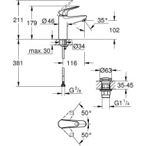 Mitigeur monocommande lavabo - GROHE Swift - 24326001 - Chromé - Tail