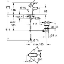 Mitigeur monocommande bidet - GROHE Swift - 24332001 - Chromé - Avec