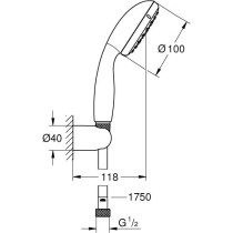 Ensemble de douche 1 jet avec support mural - GROHE - Vitalio Go 100 -