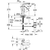 GROHE Mitigeur monocommande Lavabo Taille L Wave Chromé 23584001