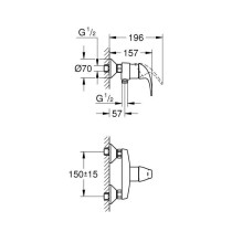 GROHE Mitigeur monocommande Douche Start Curve Chromé 23767000