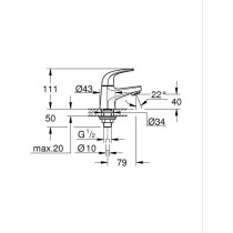 Robinet lave-mains monofluide XS - GROHE Start Curve - Chromé - Econo