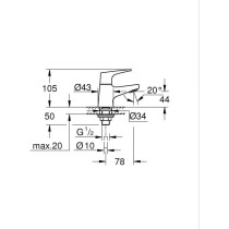 Robinet salle de bains monofluide GROHE Start Flow - Taille XS - Chrom