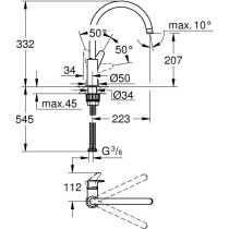 Mitigeur monocommande Evier - GROHE - 31554001 - Col de cygne - Chrom