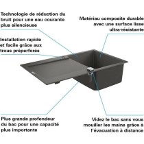 Evier de cuisine composite avec égouttoir GROHE K500, 860 x 500 mm, r