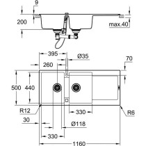 GROHE Évier en composite K500 31647AP0 - A encastrer - 1 bac - Instal