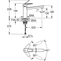 Mitigeur évier monocommande BauLoop 31706000 - GROHE - Bec tube pivot