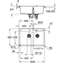 GROHE Évier en composite K700 31657AP0 - A encastrer - 2 bacs - sans