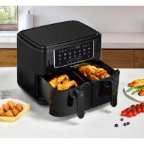 Airfryer Friteuse a Air Sans huile CONTINENTAL EDISON - RFRSH24002CB - 9 L - Double bacs - 2400W - Noir