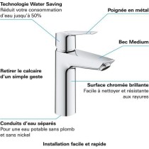 Mitigeur monocommande Lavabo GROHE - Taille M - Economie d'eau - Chrom