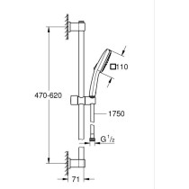 Ensemble de douche avec pommeau 2 jets, barre et flexible - GROHE Vita