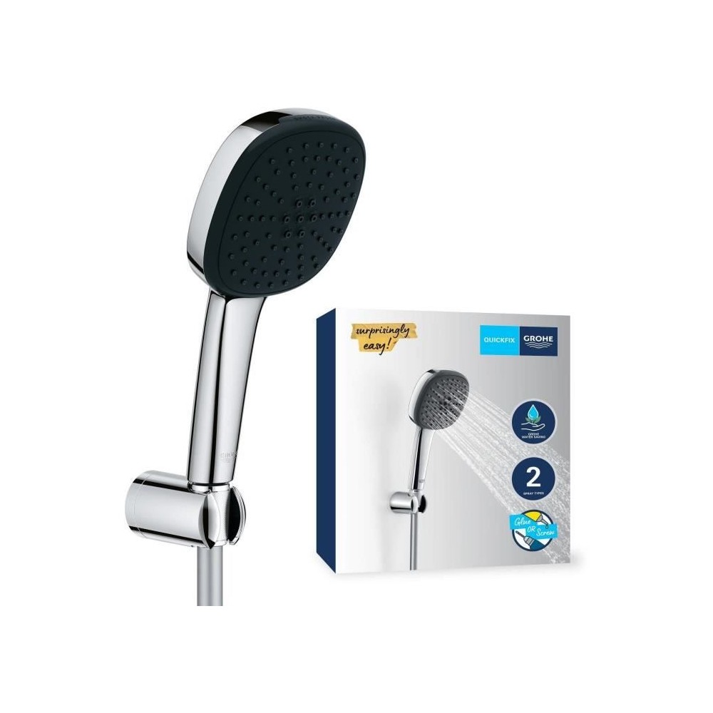 Ensemble de douche avec pommeau 2 jets, support et flexible - GROHE Vi