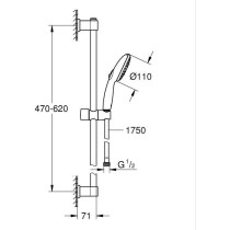 Ensemble de douche avec pommeau 3 jets, barre et flexible - GROHE Vita