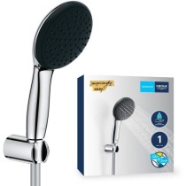 Ensemble de douche avec pommeau 1 jet Pluie, support et flexible 1,75m