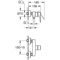 Mitigeur monocommande douche - GROHE - Start - Montage mural - Raccord