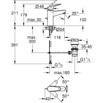 Mitigeur monocommande lavabo - GROHE Swift - 24328001 - Chromé - Tail