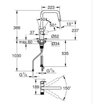 Robinet filtrant de cuisine - Chromé - Filtration de l'eau - Bec haut