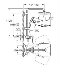 Colonne de douche avec mitigeur monocommande - Economie d'eau - GROHE