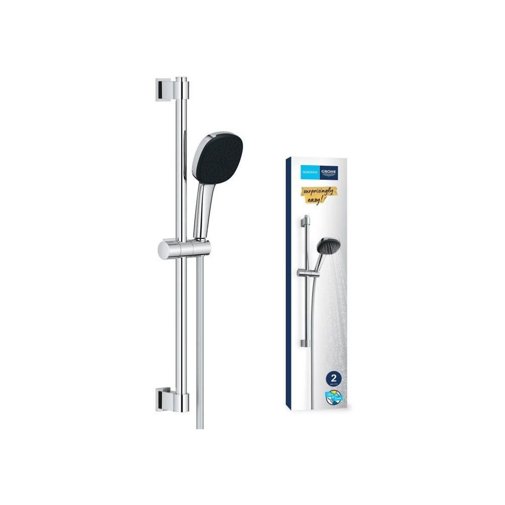 Ensemble de douche avec pommeau 2 jets, barre et flexible - GROHE Vita