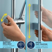 Ensemble de douche avec pommeau 2 jets, barre et flexible - GROHE Vita