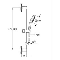 Ensemble de douche avec pommeau 3 jets, barre et flexible - GROHE Vita