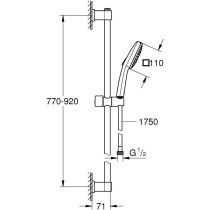 Ensemble de douche avec pommeau 3 jets, barre 90cm et flexible - GROHE