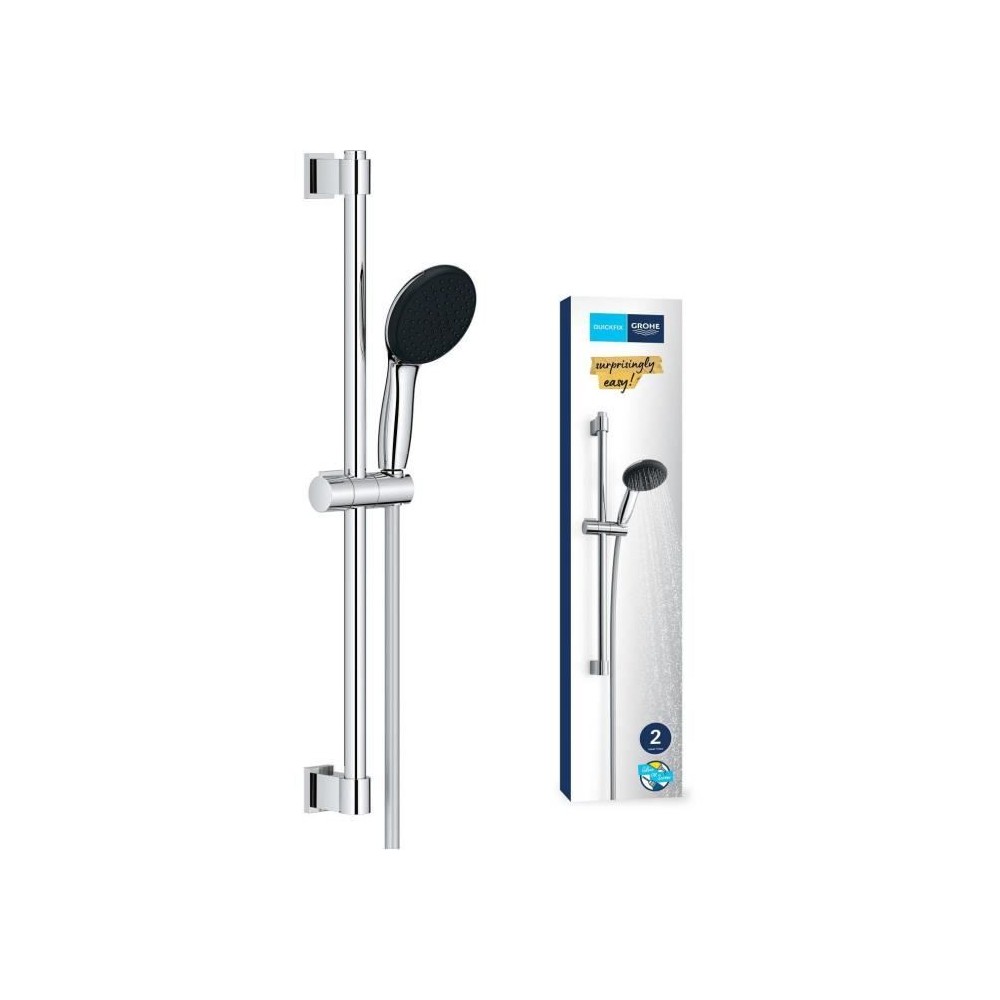 Ensemble de douche avec pommeau 2 jets, barre 60cm et flexible - GROHE