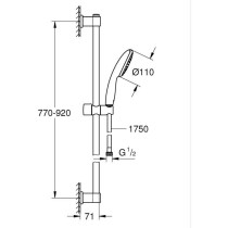 Ensemble de douche avec pommeau 1 jet, barre 90cm et flexible - GROHE