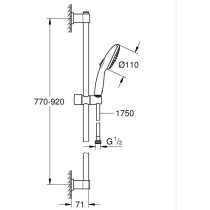 Ensemble de douche avec pommeau 2 jets, barre 90cm et flexible - GROHE