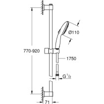 Ensemble de douche avec pommeau 3 jets, barre 90cm et flexible - GROHE