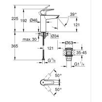 Mitigeur lavabo monocommande GROHE Start - Noir mat - Taille M - Bec m