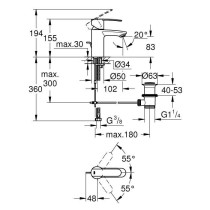 Mitigeur monocommande Lavabo GROHE - Taille S - Robinet mitigeur méca