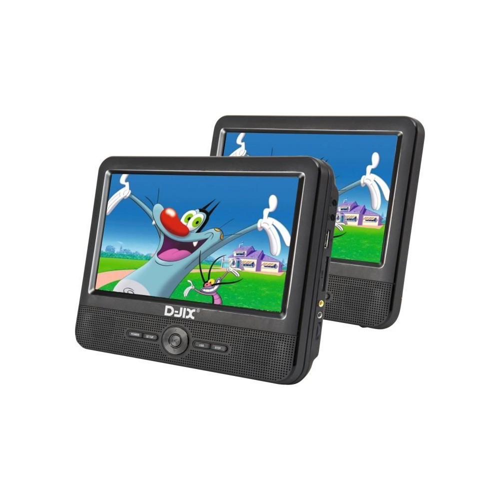 Lecteur DVD portable DJIX PVS906-50SM 9 - Double écran - Autonomie 2h - Noir