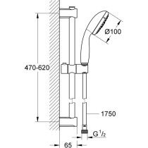 Ensemble de douche 3 jets avec barre - GROHE - Vitalio Start 100 - Chr