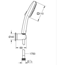 Ensemble de douche avec pommeau 2 jets, support et flexible - GROHE Vi