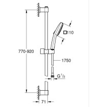 Ensemble de douche avec pommeau 2 jets, barre 90cm et flexible - GROHE