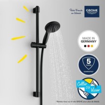 Ensemble de douche avec pommeau 2 jets, barre 60cm et flexible 1,75m -