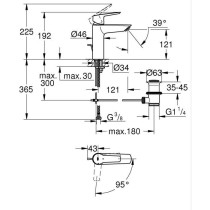 Mitigeur monocommande lavabo - GROHE Start - 235522432 -Noir mat -Tail