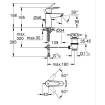 Mitigeur monocommande lavabo - GROHE Start - 242092432 - Noir mat - Ta