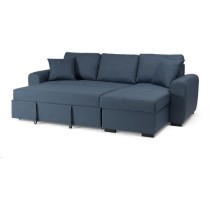 Canapé d'angle convertible réversible - 4 places - Tissu Bleu - HAMI