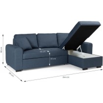 Canapé d'angle convertible réversible - 4 places - Tissu Bleu - HAMI