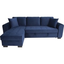 Canapé d'angle convertible HAMILTON 4 places - Tissu velours bleu - L