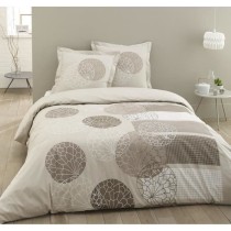 VISION Parure de couette Adele - 100% coton - 1 housse de couette 200 x 200 cm + 2 taies d'oreiller 65 x 65 cm a volant plat -