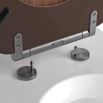 Abattant WC - GELCO - Walnut Noyer - MDF FSC - Frein de chute - Charnieres métal graphite brossé