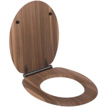 Abattant WC - GELCO - Walnut Noyer - MDF FSC - Frein de chute - Charnieres métal graphite brossé