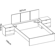 Ensemble structure de lit + tete de lit en 3 parties et 2 tables de nu