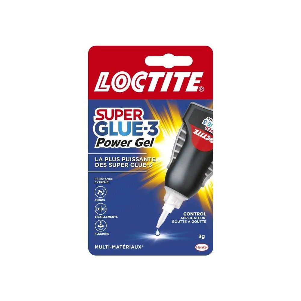 Colles cyanocrylates - LOCTITE - SUPERGLUE-3P - Power Gel Control - Tu