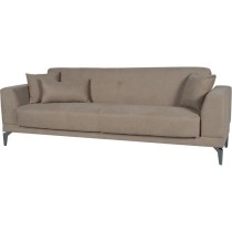 Canapé convertible 3 places - HENRY - Tissu marron - 3 coussins - cof